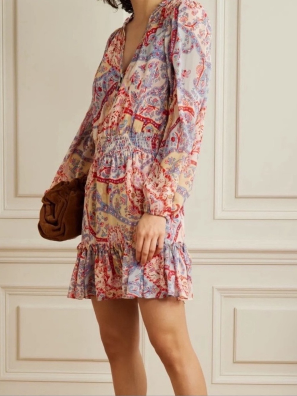 Veronica Beard Destiny Paisley Long Sleeve Silk Mini Dress 8